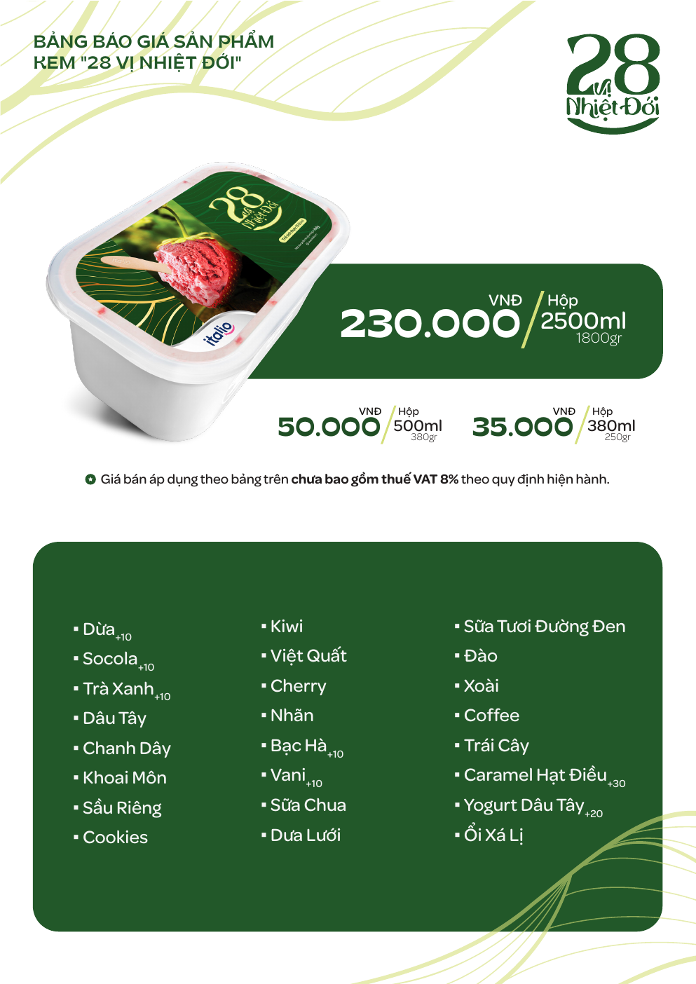 Menu 28 Vị Nhiệt Đới