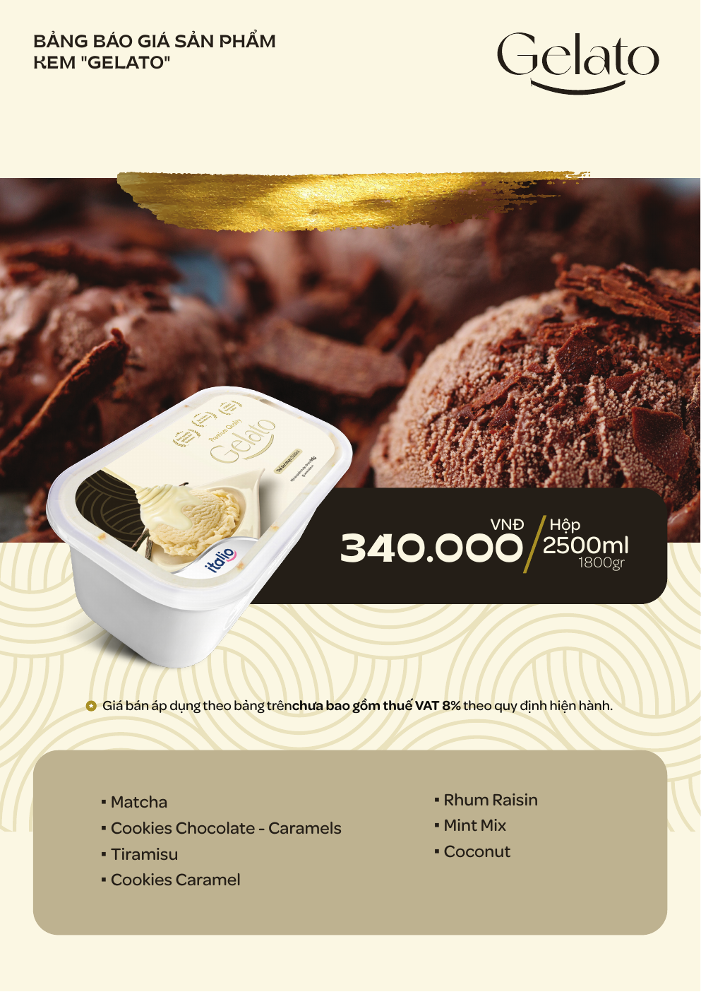 Menu Gelato